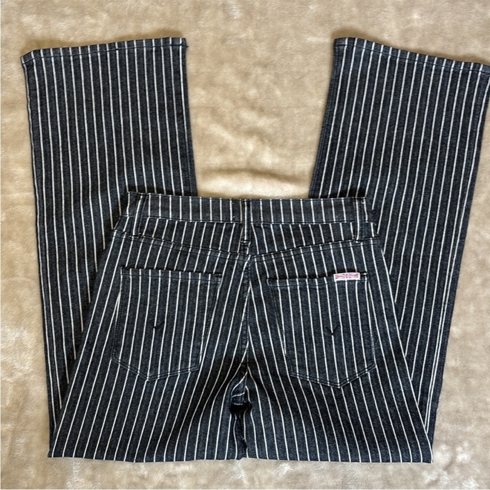 Hudson Rosalie High Rise Wide Leg Ankle Black w/ White Pinstripes Womens Size 25 - Picture 7 of 14